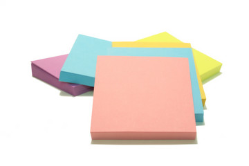Stack of "post its" isolated over white