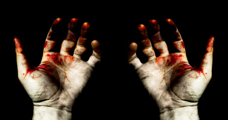 Hands in blood