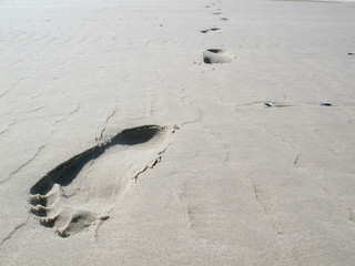 Foot prints on beach