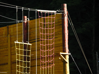 Wooden wall for climbing and adventure sport fans