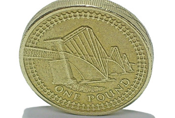 POund coin on white background