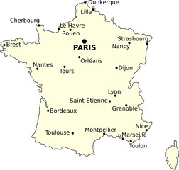 Carte de France et villes principales
