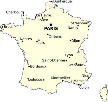 Carte de France et villes principales Stock Vector