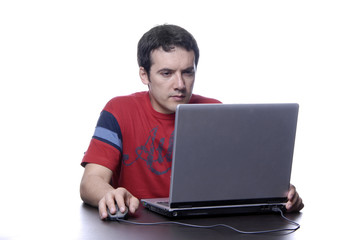 young man working with his personal computer