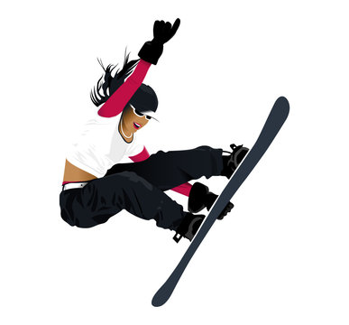 Femme en Snowboard