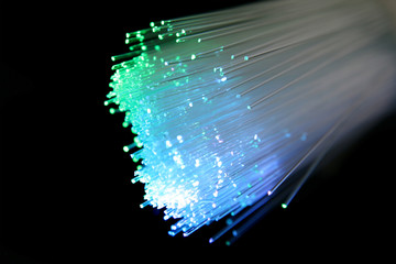 Fiber Optic Computer Cable on a black background.