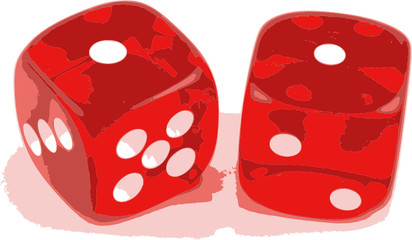 Illustration of a pair of dice shwing snake eyes