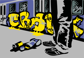 painting on a train (vector)