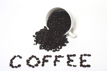 Coffee cup with beans spelling Coffee