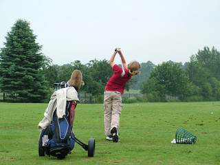 Young female golfer