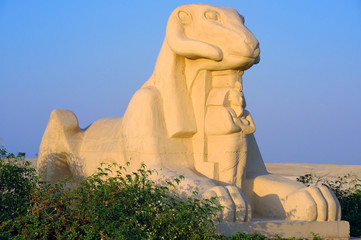one of ram headed sphinxes  on the road to Soma Ba