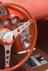 Close up detail of a classic Corvette at a car show