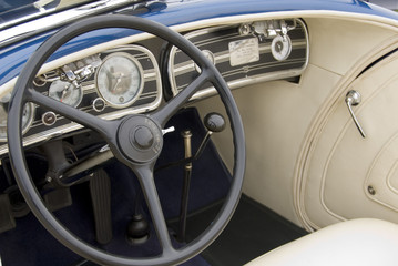 Close up detail of a classic car at a car show