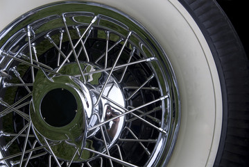 Close up detail of a classic car at a car show