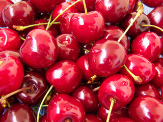 sweet, wet cherries background