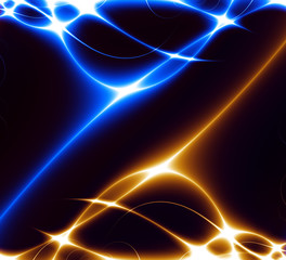 Dance of Lights in the dark. Computer generated background.