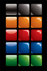 Empty colored rounded square glossy buttons