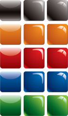 Empty colored rounded square glossy buttons