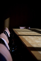 Darkened boardroom