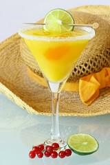 Summer recreational drink  - with of the mango with red currants