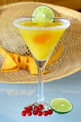 Summer recreational drink  - with of the mango with red currants