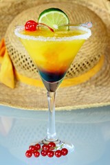 Summer recreational drink  - with of the mango with red currants