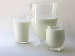 some milk in glasses