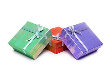 Three gift boxes  isolated on the white