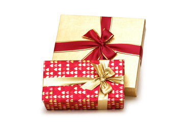 Two gift boxes  isolated on the white