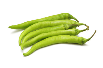 Green peppers isolated on the white background