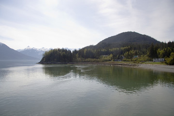 Snow capped mountains near Haines Alaska