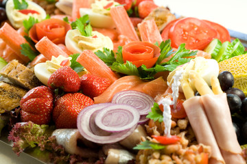 Plate full of delicious fresh food 