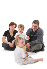 Family on the white background