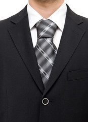 Businessman suit chest. On white.