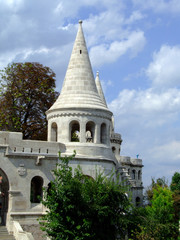Tower of Fishermen's Bastion on the castle hill of Budapest
