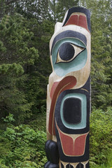 Alaskan totem pole of Saxman Nature Village