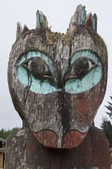 Alaskan totem pole of Saxman Nature Village Alaska