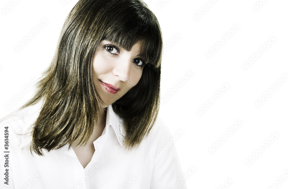 Wall mural portrait of a beautiful young woman (crossed image)