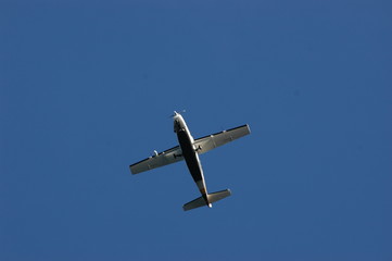 Airplane against blue