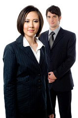 Young Business Man and Woman on white