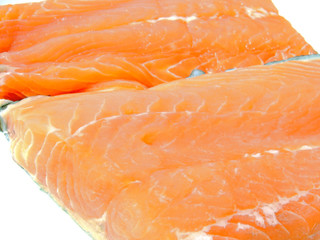 Close-up of a raw salmon fillet