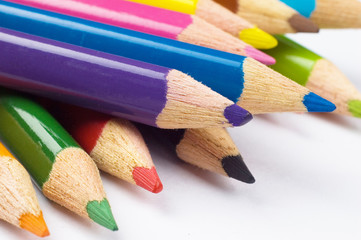 a bunch of color pencil with white background