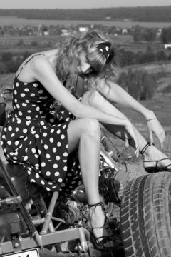 young woman on a bike