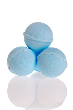 Blue Bath Bombs Isolated On White