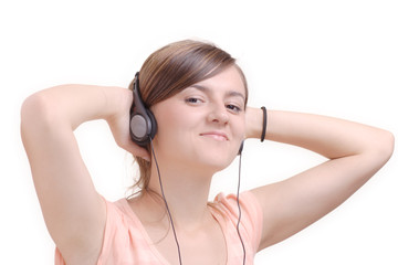 Naklejka premium Funky girl listening music