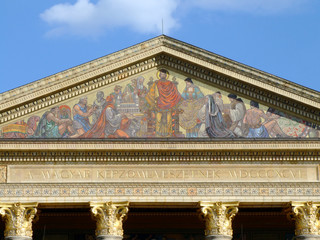 Fototapeta premium Upper detail of the Hall of Art near Heroes' Square, Budapest