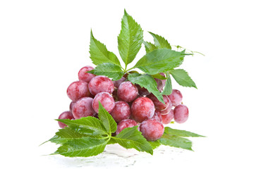 Wet juicy red grapes
