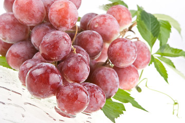 Wet juicy red grapes
