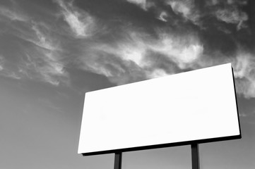 Brand new billboard and a wispy sky - B&W version