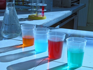 Interesting lighting in an old school chemistry laboratory